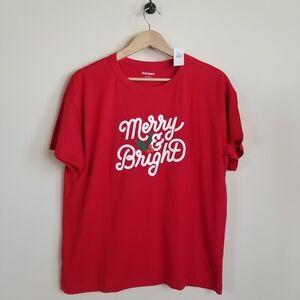 Old Navy Merry & Bright T Shirt Large NWT